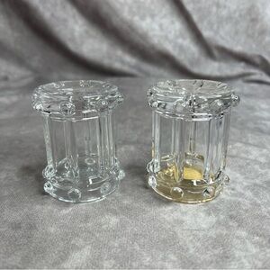 Shannon Crystal Drum Shaped Salt & Pepper Shakers Set Plastic Base